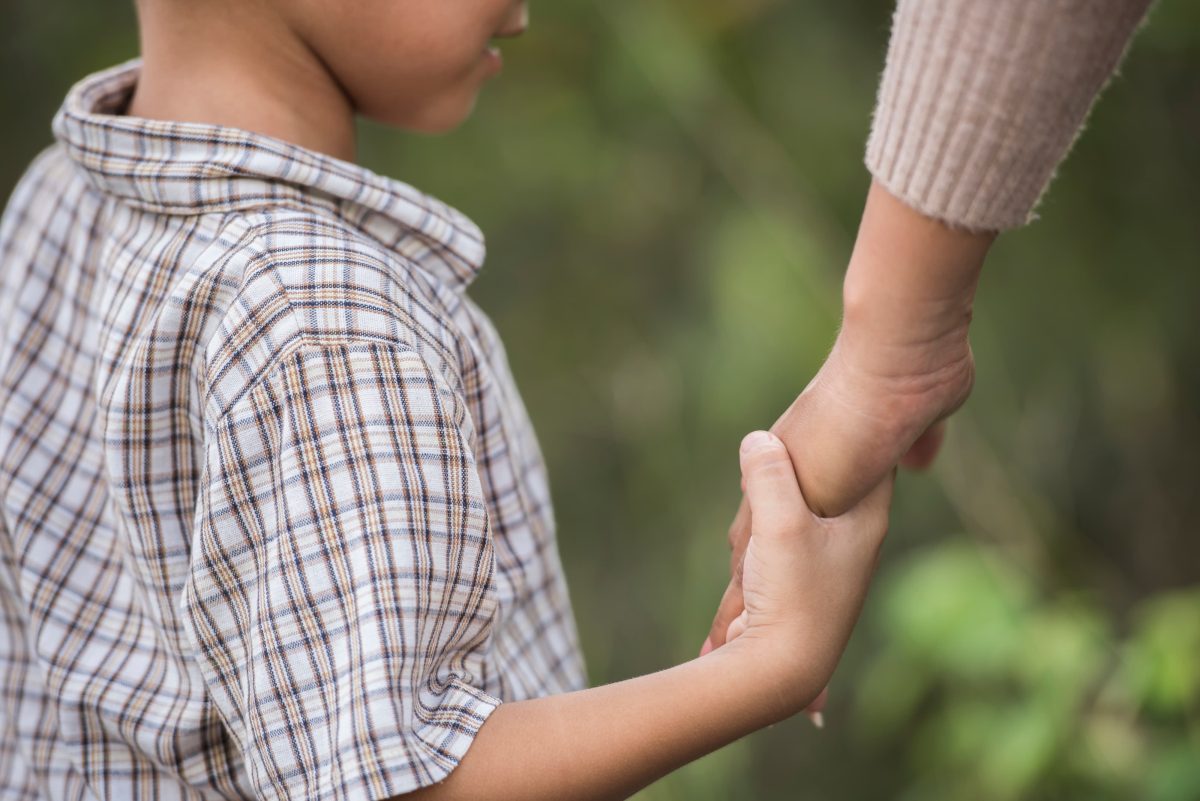 Crecer en familia. Un niño dando la mano